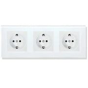 Priza tripla cu rama din sticla securizata Classlights , 16A, Alb
