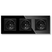 Priza tripla cu rama din sticla securizata Classlights , 16A, Negru