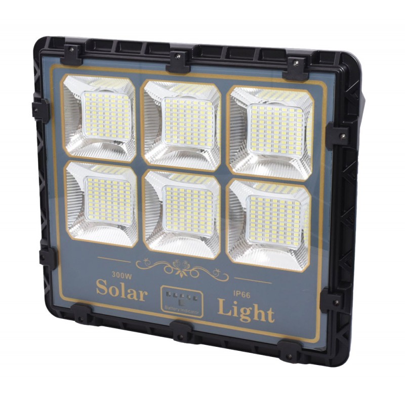 Kit Iluminare cu Panou Solar + Proiector Led 300W + Telecomanda, Pachet Complet