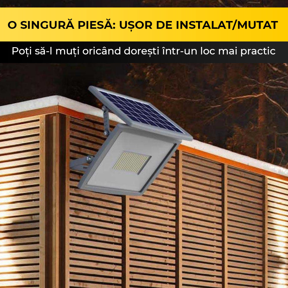 Proiector Solar LED, 100W, Panou Solar Policristalin, Interior/Exterior, Acumulator 10.000 mAh, ClassLights