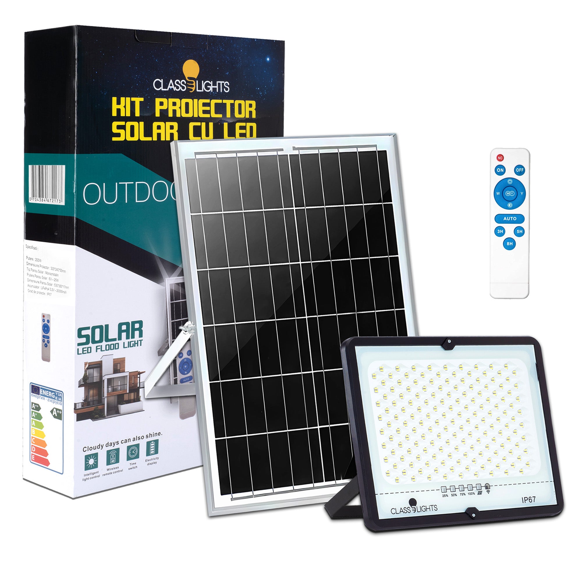 Proiector Solar Led 200W, Kit Complet, Ip67, ElectroAZ