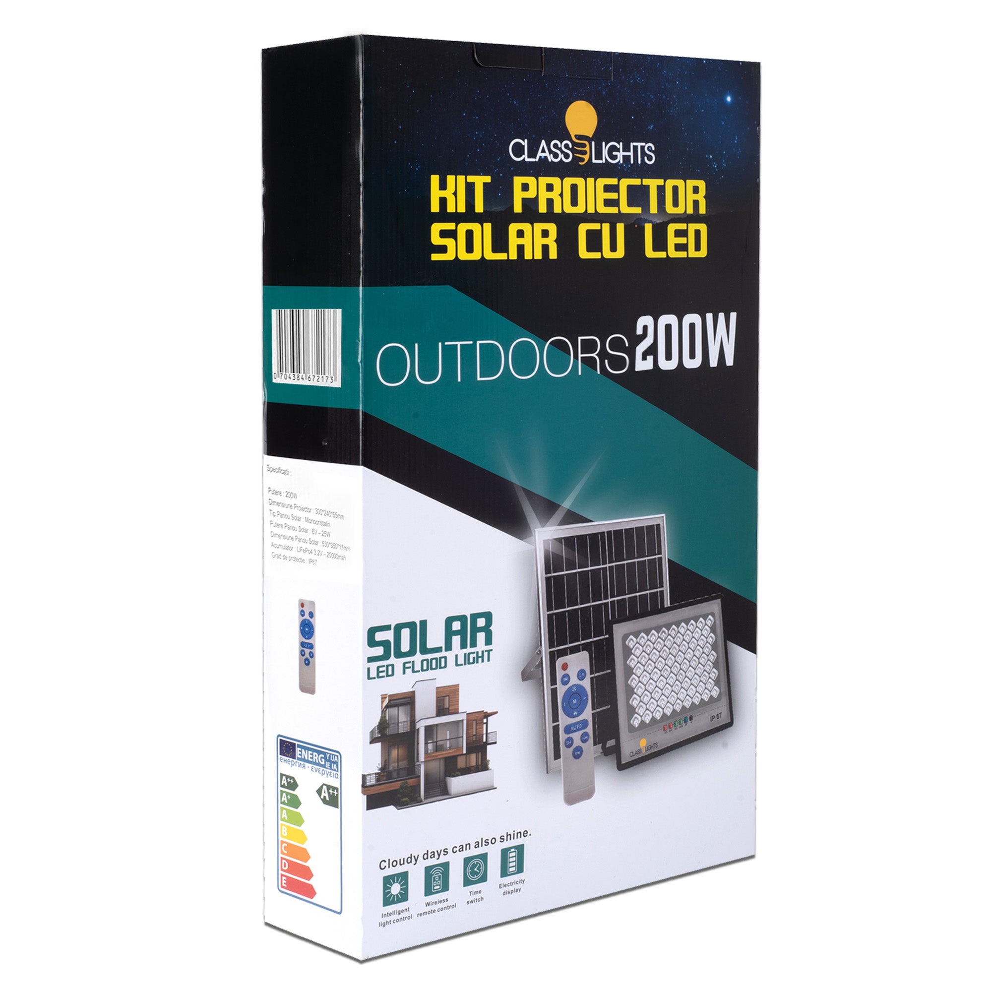 Proiector Solar Led 200W, Kit Complet, Ip67, ElectroAZ