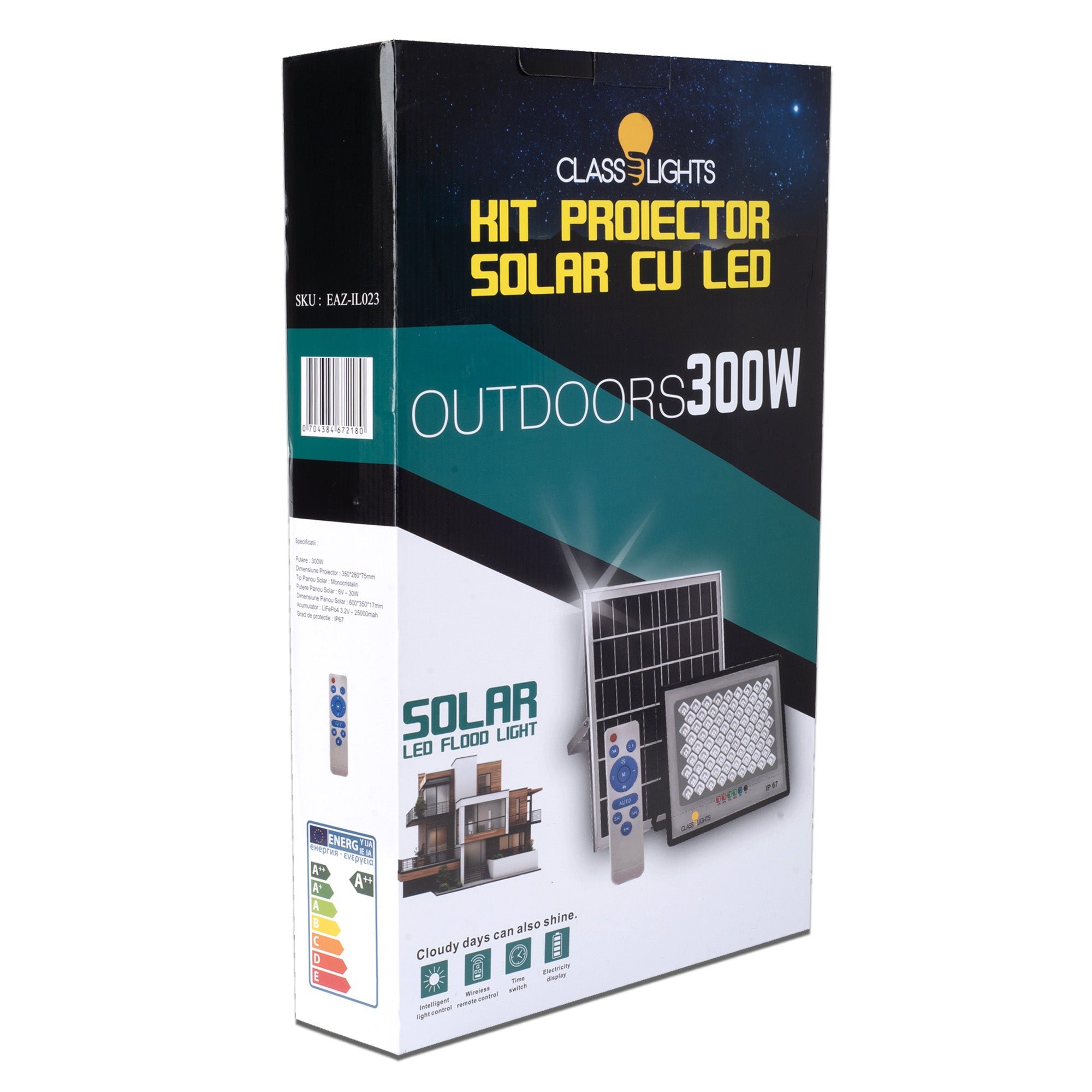 Proiector Solar Led 300W, Kit Complet, Ip67, ElectroAZ