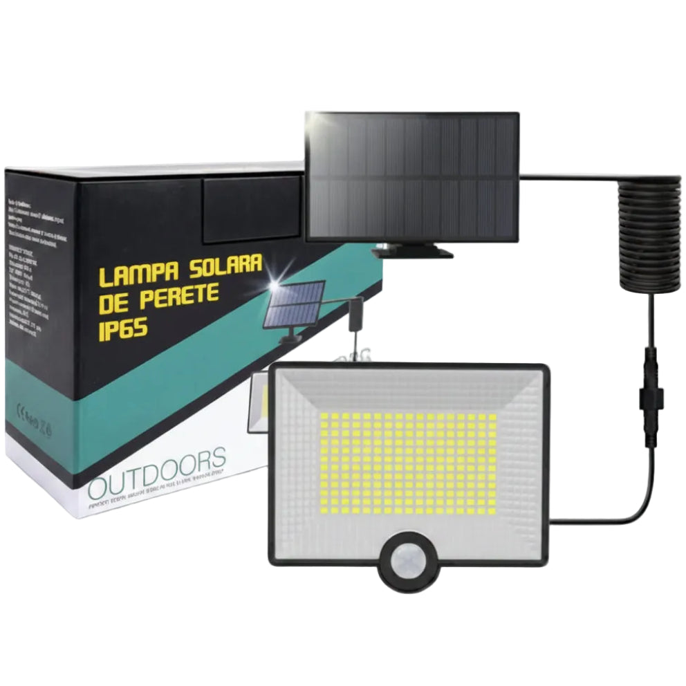Proiector LED Solar 40W cu Senzor de Miscare si IP65 ClassLights, 204 Led-uri