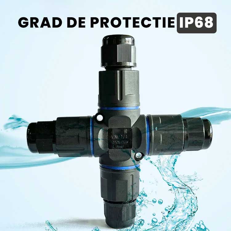 Conector Electric Impermeabil IP68 pentru 4 Cabluri - 2 poli, ElectroAZ