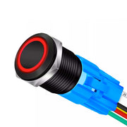 Buton Push Negru 19mm cu Revenire si Led Rosu, ElectroAZ