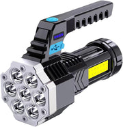 Lanternă LED Reîncărcabilă USB - 9 LED-uri Puternice, 4 Moduri Iluminare, 2400mAh