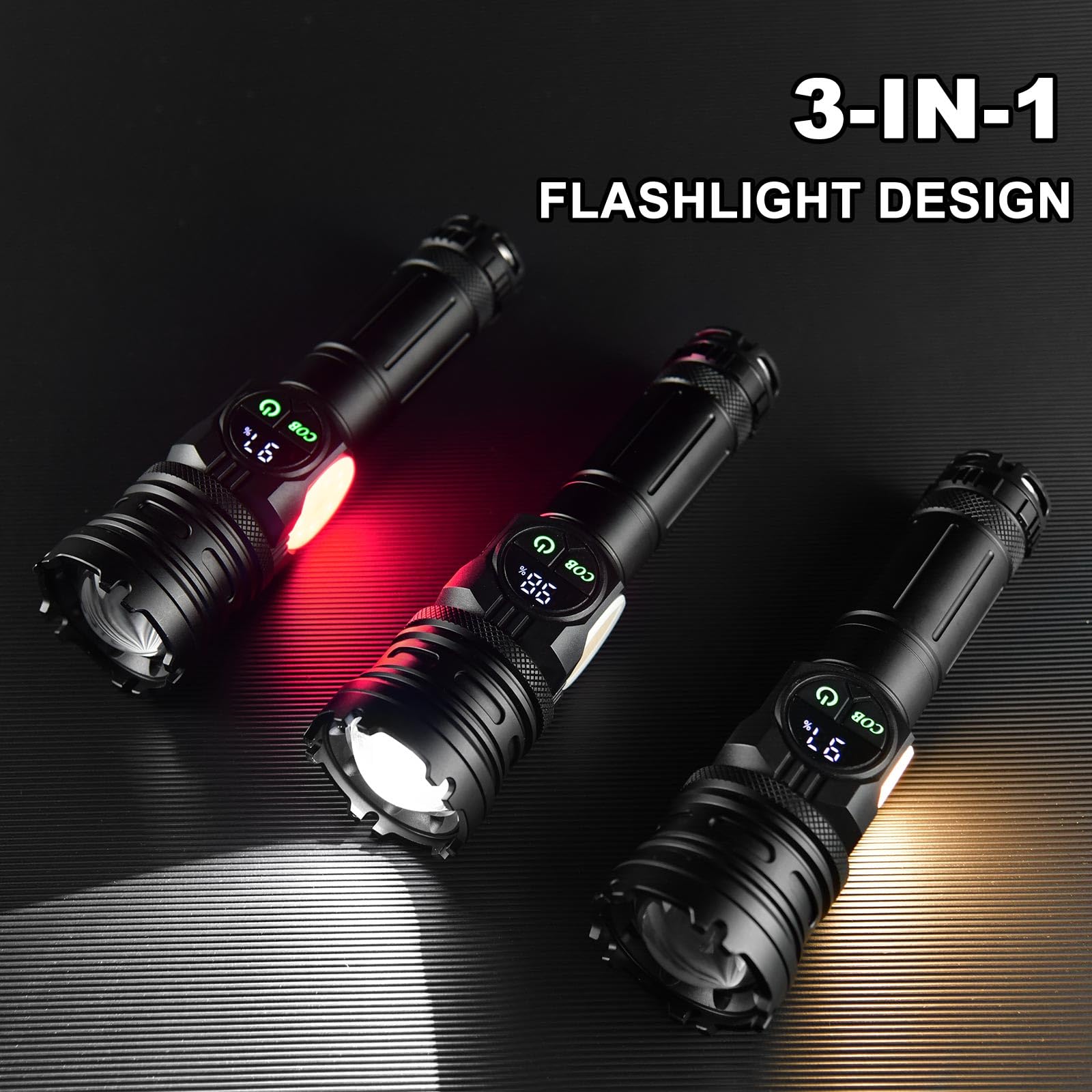 Lanterna Tactica Profesionala LED XHP, 6000 Lumeni, Zoom Telescopic, Acumulator Inclus, Magnet de Fixare