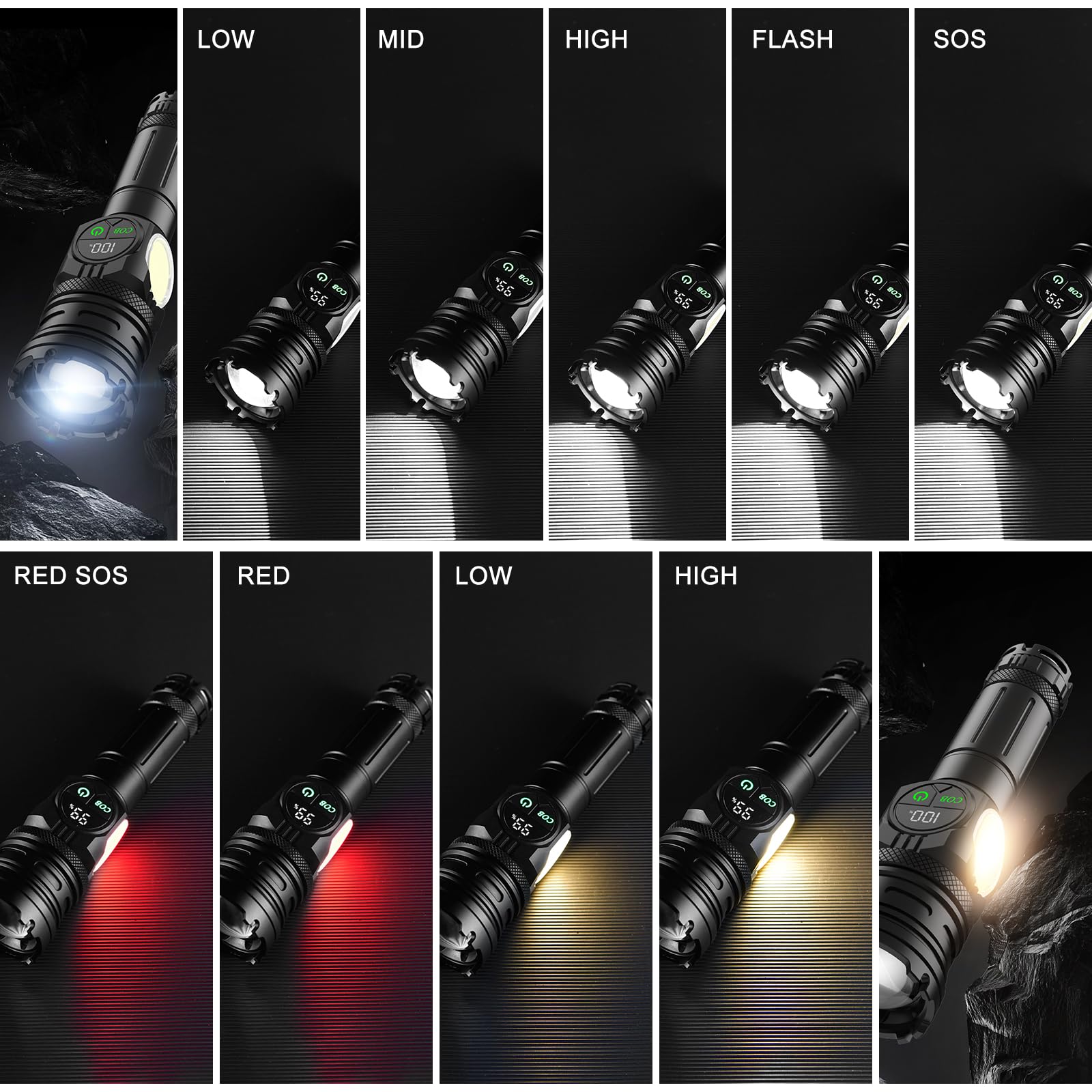 Lanterna Tactica Profesionala LED XHP, 6000 Lumeni, Zoom Telescopic, Acumulator Inclus, Magnet de Fixare