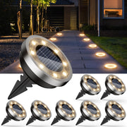 Set 8 Lampi Solare Tip Disc, 8 LED-uri SMD, Lumina Alb Neutru