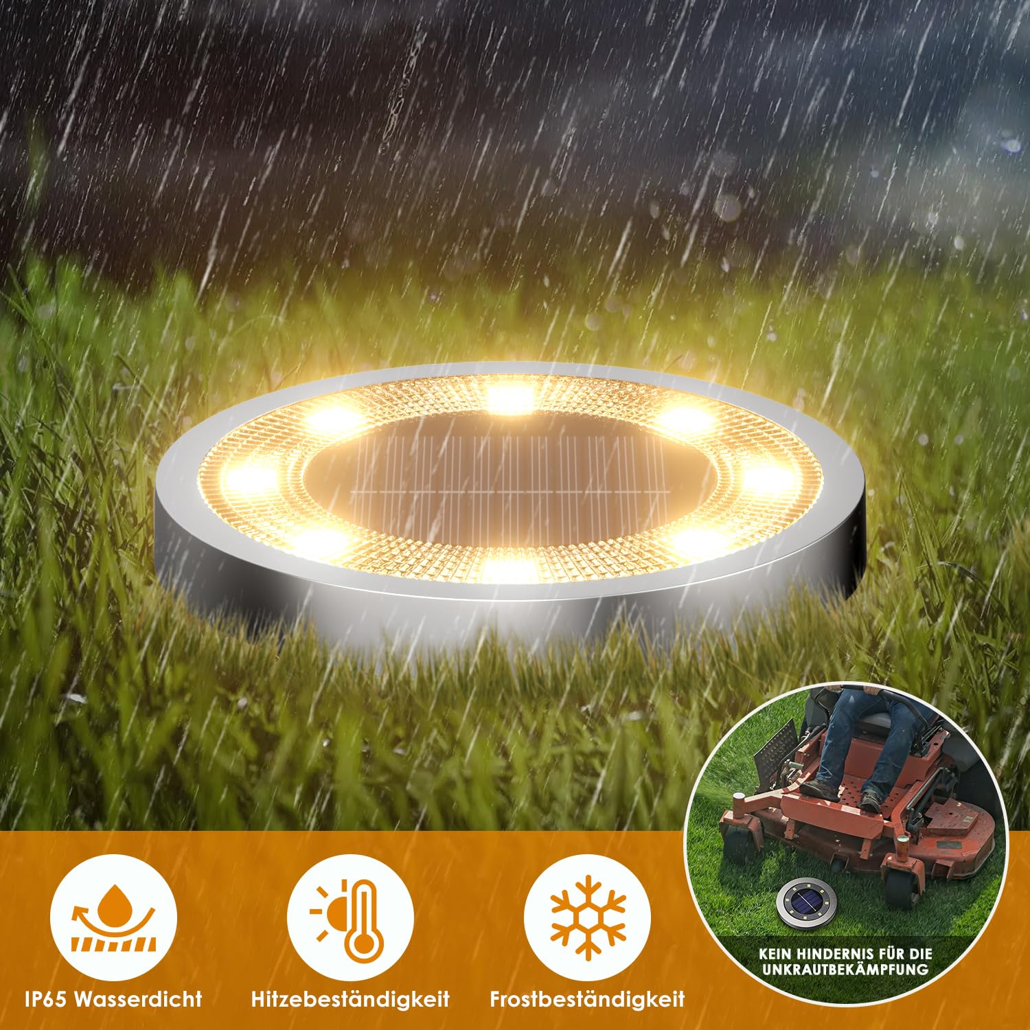Set 8 Lampi Solare Tip Disc, 8 LED-uri SMD, Lumina Alb Neutru