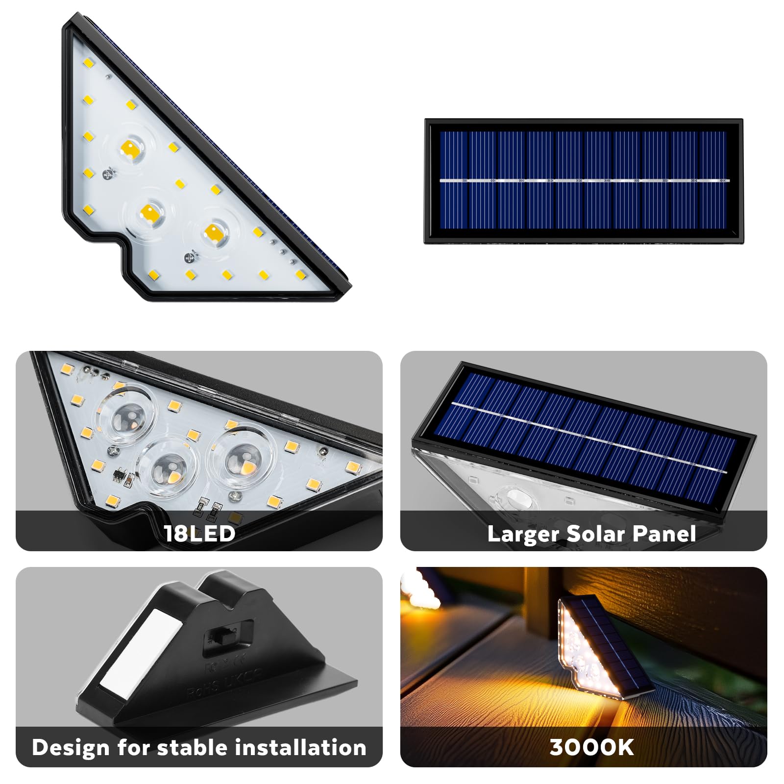 Set 6 Lampi Solare LED Triunghiulare, Lumina Alba, Exterior, Protectie IP65