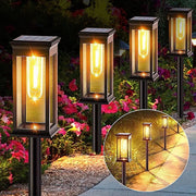 Set 2 Lampi Solare pentru Gradina, Design LED Filament, Inaltime Reglabila IP65, Alb Cald