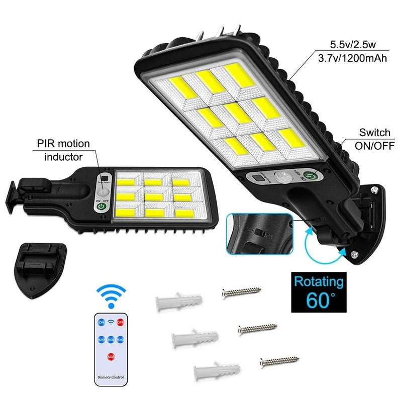 Lampa Solara Stradala LED COB 108, Senzor Miscare si Telecomanda