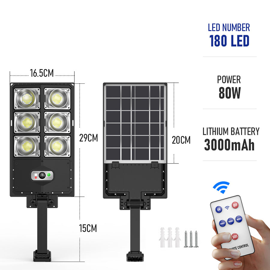 Lampa Solara Stradala LED 80W, Senzor Miscare, Telecomanda