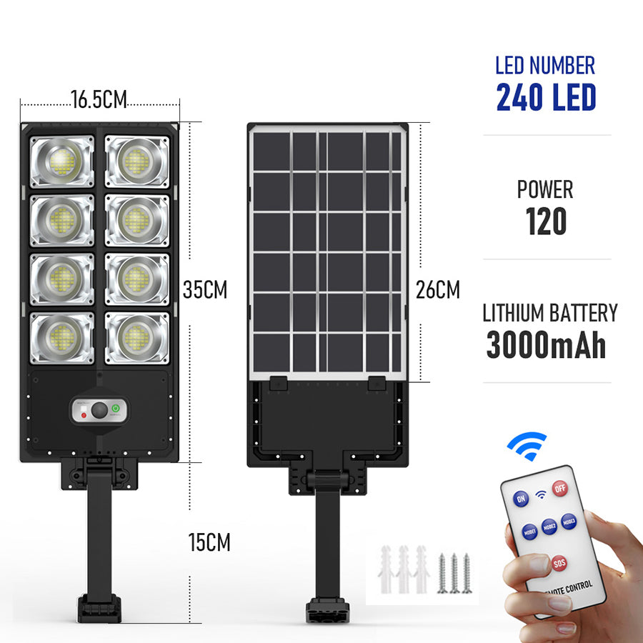 Lampa Solara Stradala LED 120W, Senzor Miscare, Telecomanda