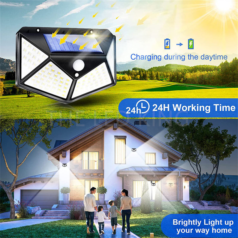 Set 4 Lampi Solare LED de Exterior, Senzor de Miscare, 3 Moduri Iluminare, IP65 Waterproof