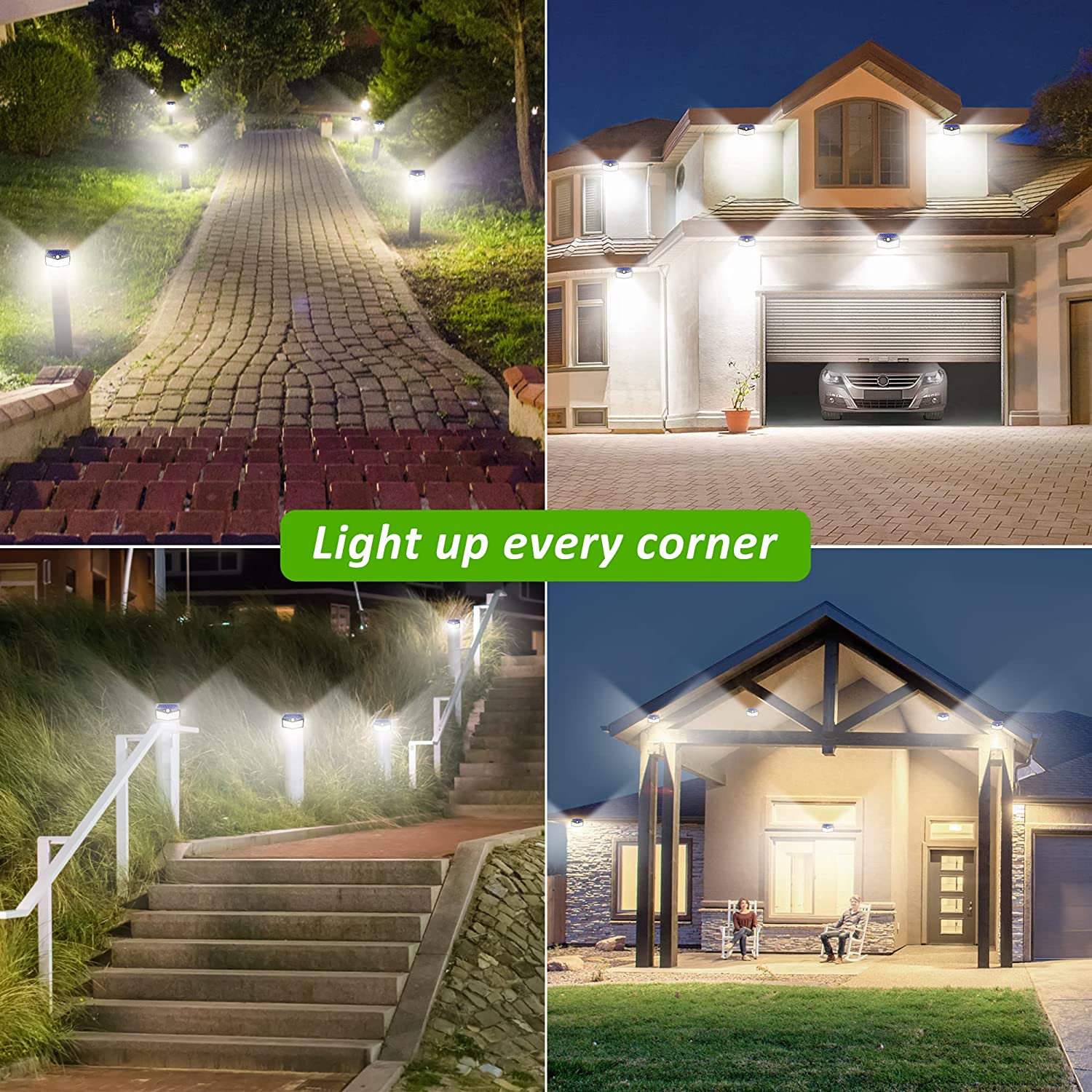 Set 4 Lampi Solare LED de Exterior, Senzor de Miscare, 3 Moduri Iluminare, IP65 Waterproof