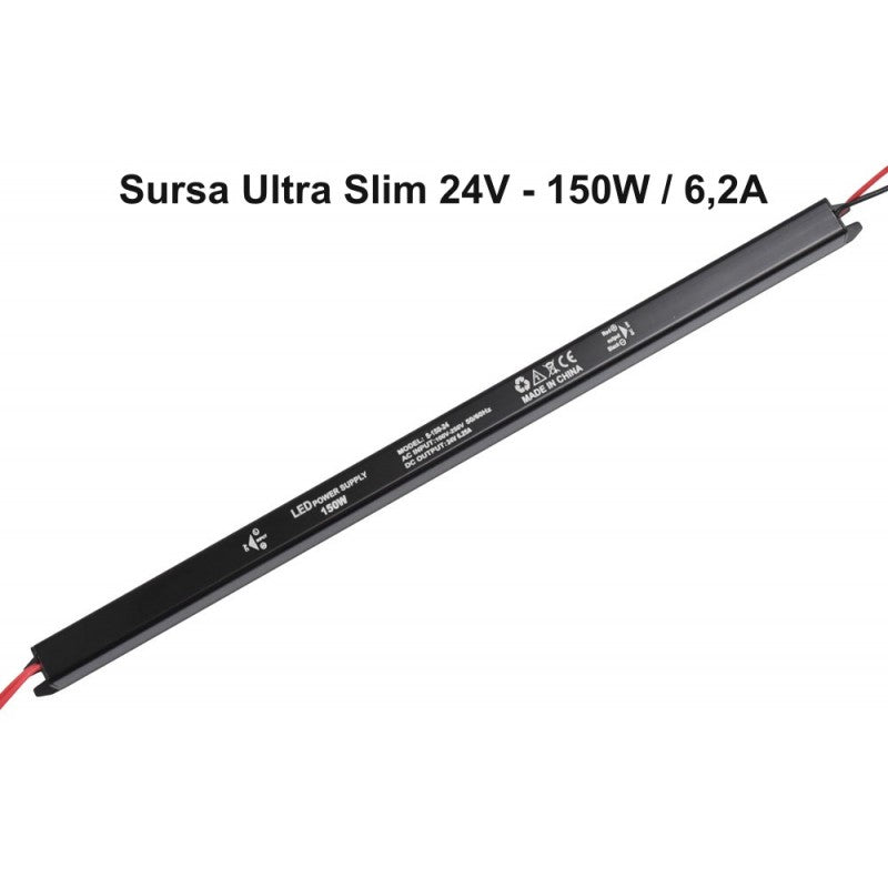 Sursa de Alimentare, Ultra Slim Black, 24V, 150W, 6.2A, Interior, IP20