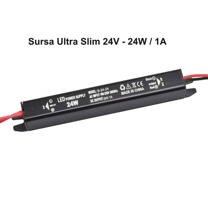 Sursa de Alimentare, Ultra Slim Black, 24V, 24W, 1A, Interior, IP20