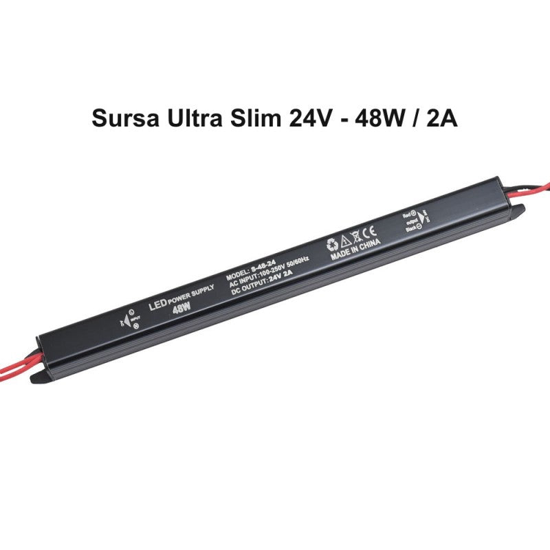 Sursa de Alimentare, Ultra Slim Black, 24V, 48W, 2A, Interior, IP20