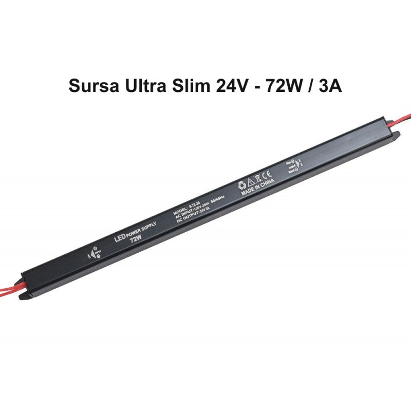 Sursa de Alimentare, Ultra Slim Black, 24V, 72W, 3A, Interior, IP20