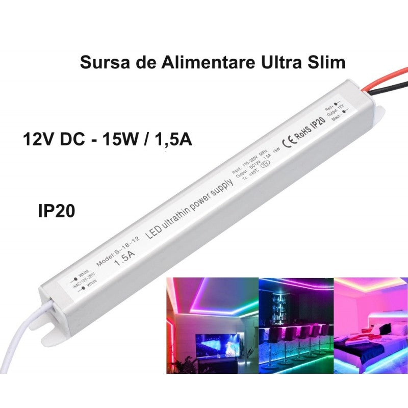 Sursa de Alimentare, Ultra Slim, Interior, 12V, 15W, 1.5A