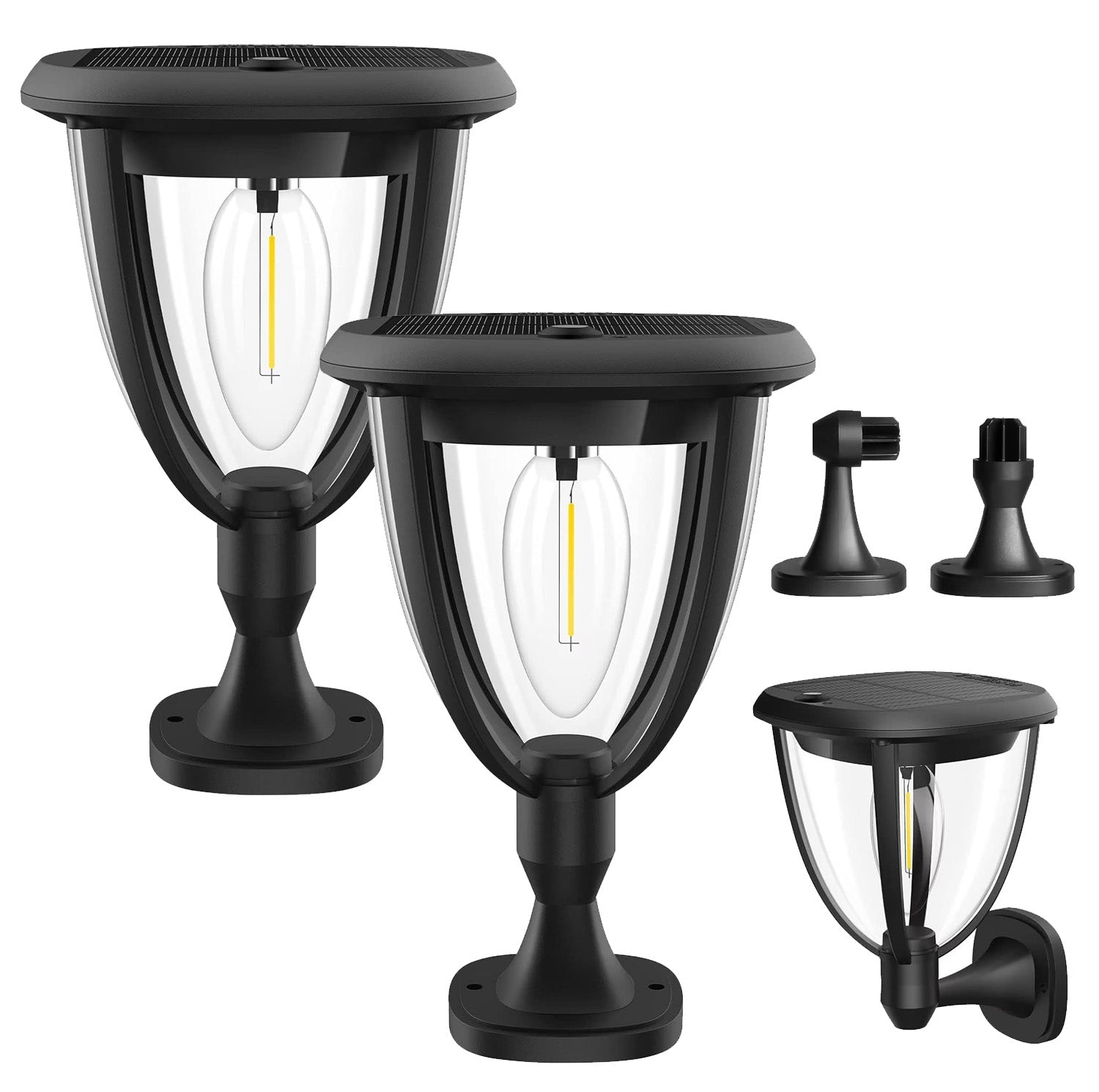 Set 2x Lampa Solara de Perete LED 3 in 1 ClassLights cu 3 Accesorii de Fixare, Ideala pentru Alei, Pereti si Garduri