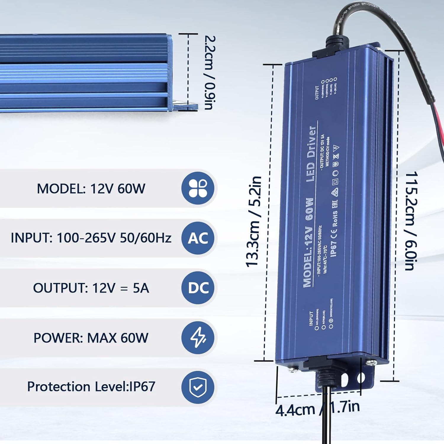 Sursă de Alimentare de Exterior IP67, 12V 6.6A - 80W, ElectroAZ