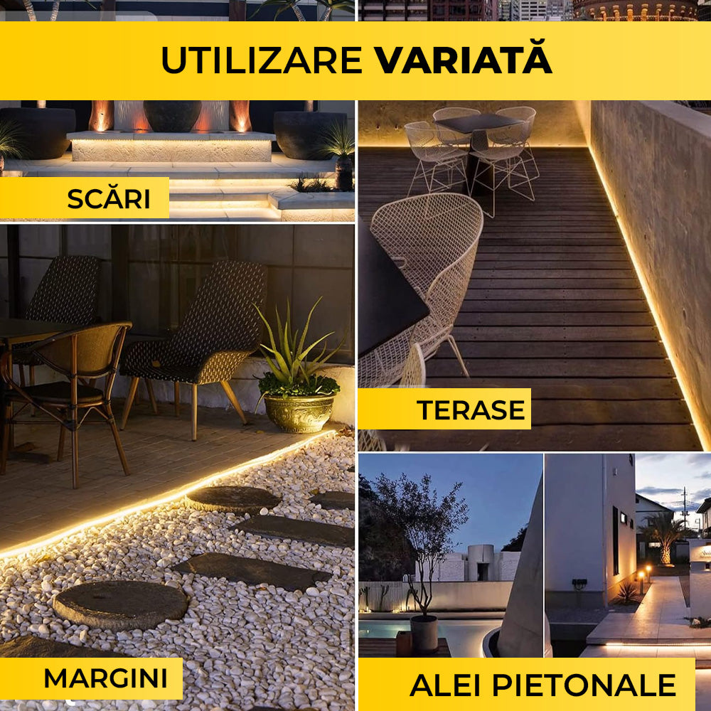 Kit Banda LED Alb-Cald, 5 Metri, Panou Solar Monocristalin, 50W, IP65, ClassLights