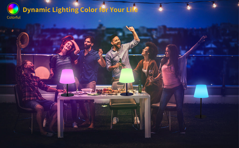 Lampa de Masă, Încărcare Solară și USB-C, Lumină Multicoloră RGBW, Telecomanda, ClassLights