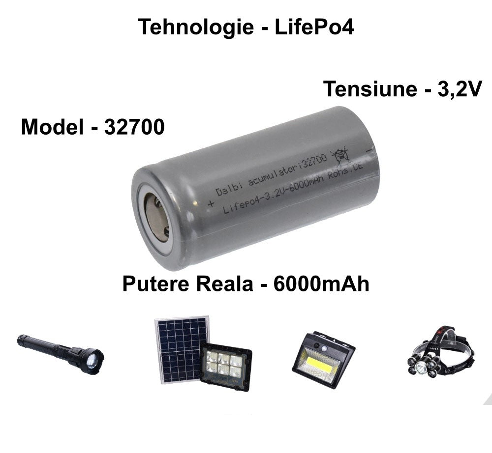 Acumulator LifePo4, Tip 32700, 3.2V, 6000mAh