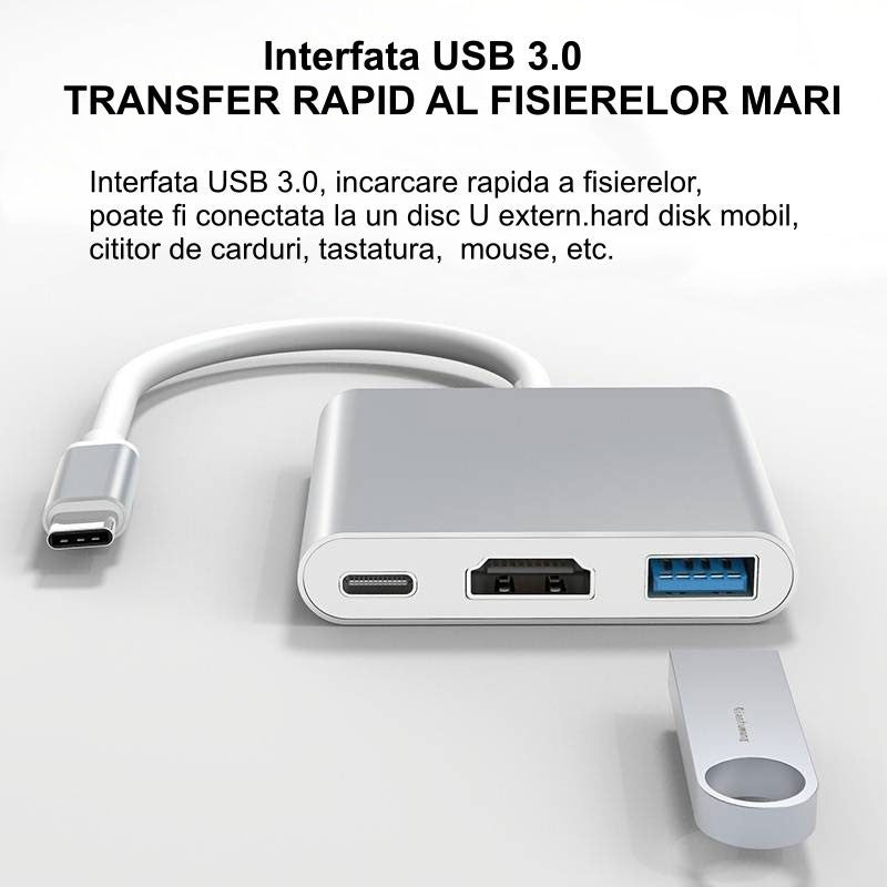 Adaptor Video Usb Tip-C la HDMI 4K - Usb 3.0 - Usb Tip-C