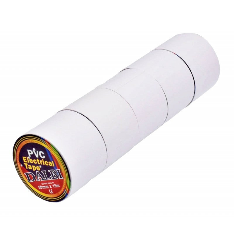 Set 5x Banda izolier, Lata, 50mm, PVC, Lungime 15m, Alb