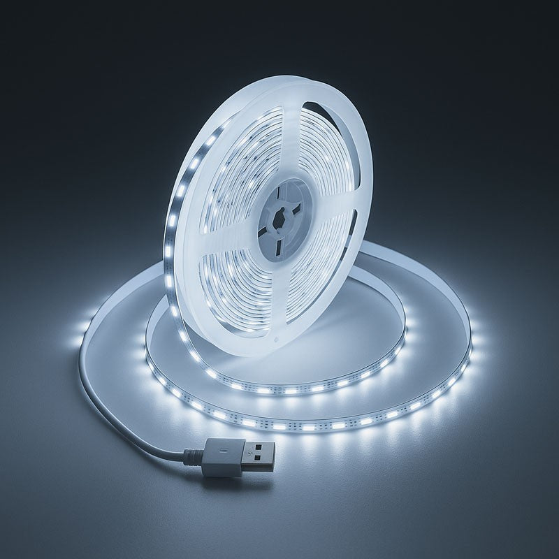 Banda Led Cob USB 5V, Lumina Alb-Rece 6500K, 6W/ml, 300led/ml, RA80, Interior IP20 - 5m/Rola - Dalbi