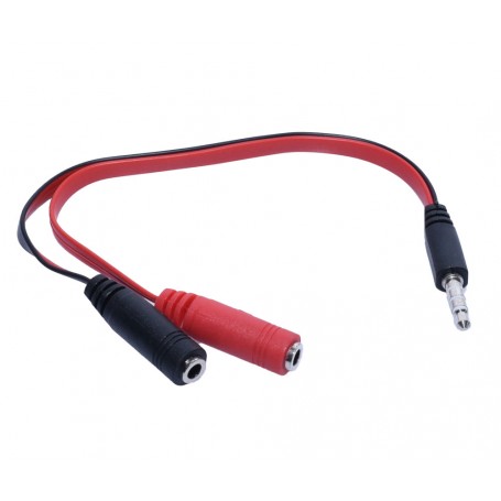 Cablu Audio Jack 3,5mm Tata - 2 Jack 3,5mm Mama, 20cm