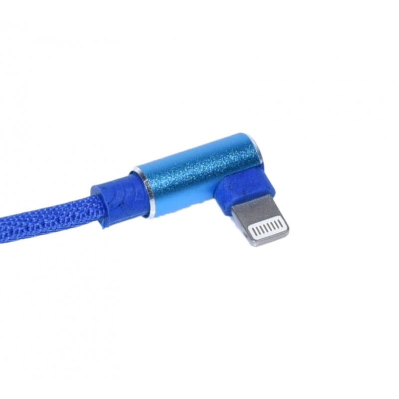 Cablu de Date USB - iPhone Lighting cu cot la 90, Albastru, 1m
