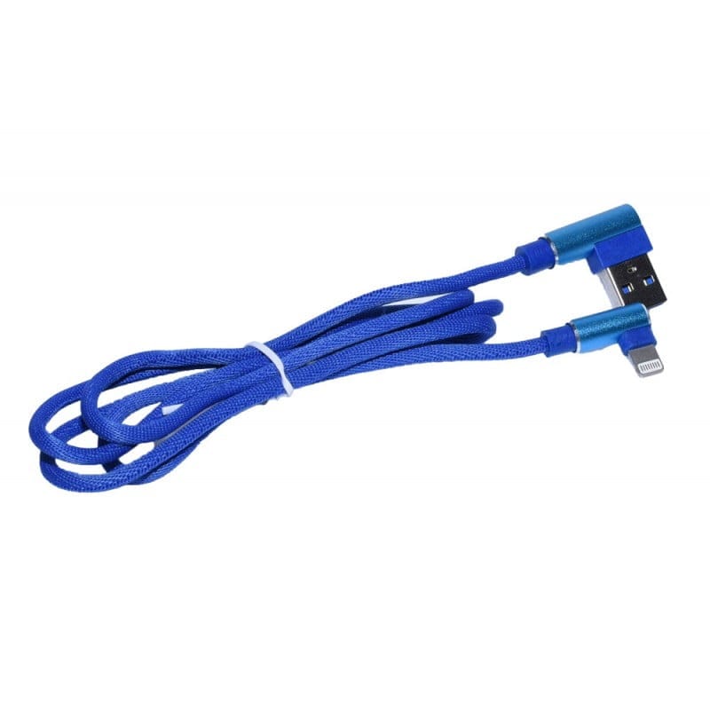 Cablu de Date USB - iPhone Lighting cu cot la 90, Albastru, 1m