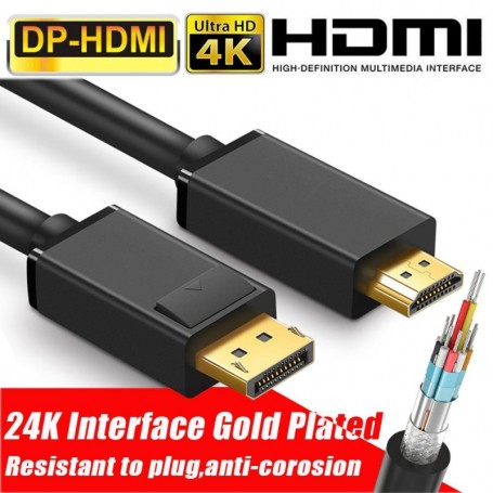 Cablu Displayport la HDMI, Lungime 3m