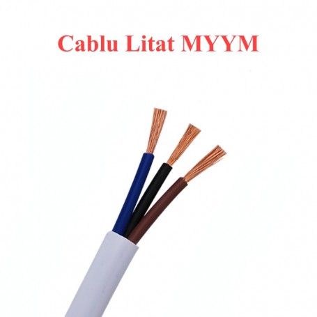 Cablu Electric Litat, MYYM, Alb, 3x2,5mm, Rola 100m