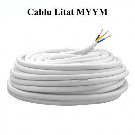 Cablu Electric Litat, MYYM, Alb, 3x1mm, Rola 100m