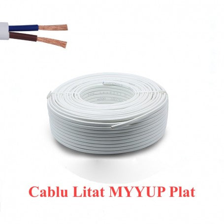 Cablu Electric Plat, Alb, 2x1,5mm, MYYUP, Rola 100m