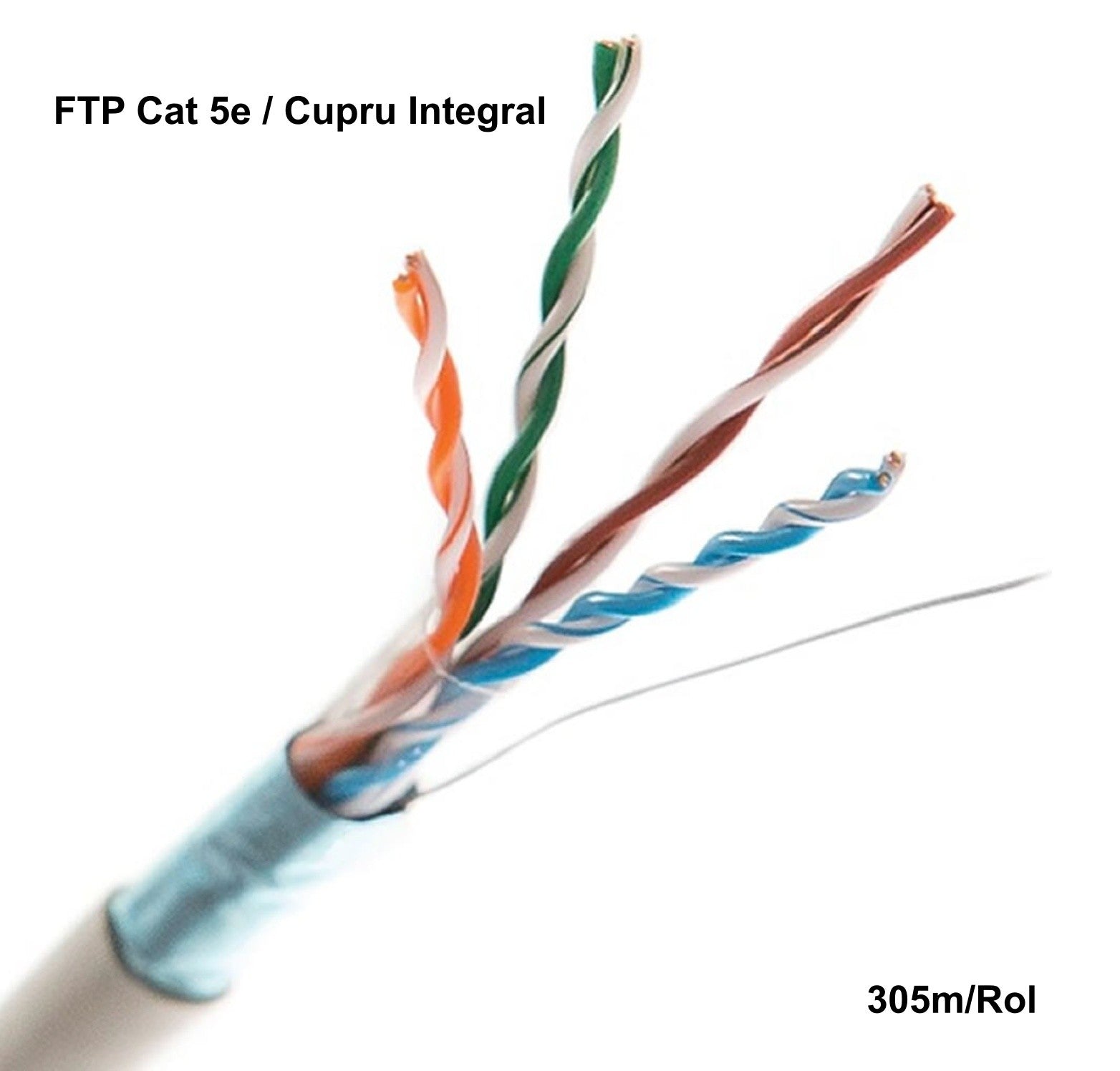 Cablu FTP la rola, 305 metri, CAT5E, Fire din cupru integral, THB