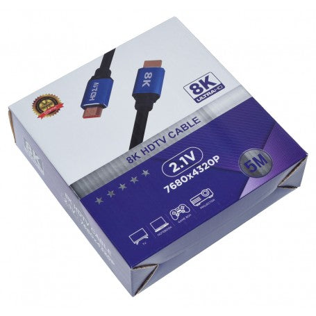 Cablu Hdmi HDTV 8K 2,1V / 5M, Verde/Negru, ElectroAZ