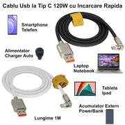 Cablu Super Fast 120W Usb Tip C - Alb/Negru CA-8833
