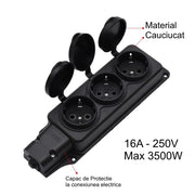 Cap de Prelungitor cu 3 Prize si Capac din Cauciuc, 3500W