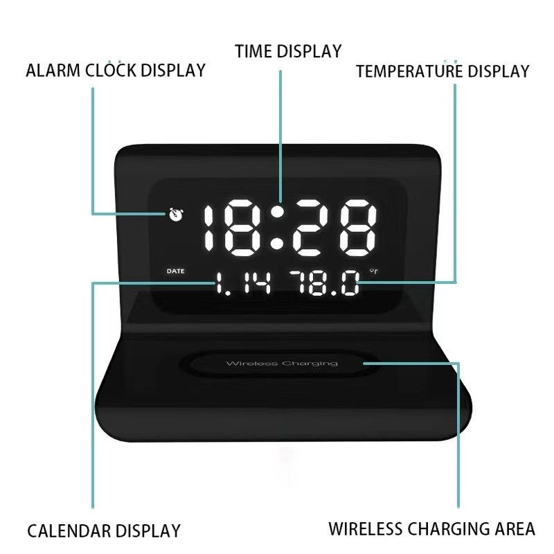 Ceas Negru Incarcare Wireless si Data