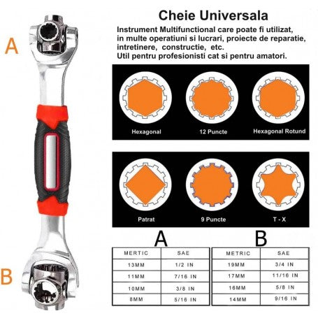 Cheie Tubulara  48 in 1 cu Rotatie 360˚