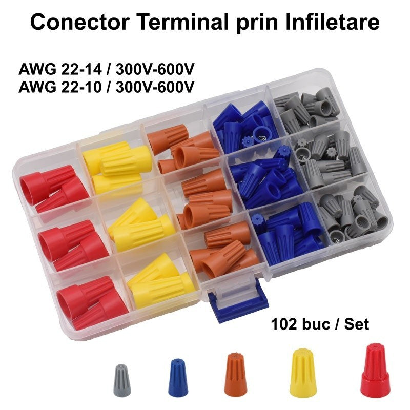 Conector Rapid Terminal prin Infiletare pentru Fire, 102buc / Set