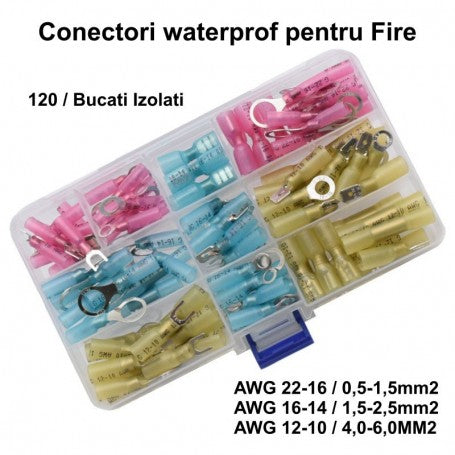 Conectori Waterproof Termocontractabili pentru Fire AWG / 120buc/Set